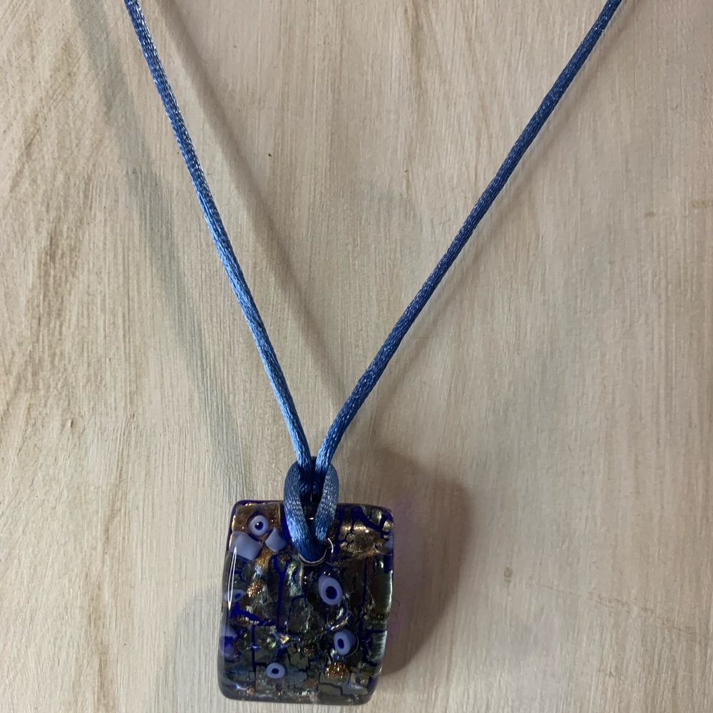 Blue Glass Pendant Necklace